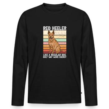 Bouvier australien Red Blue Heeler - T-shirt manches longues Premium bio Homme - noir - Devant - Nico (187cm)
