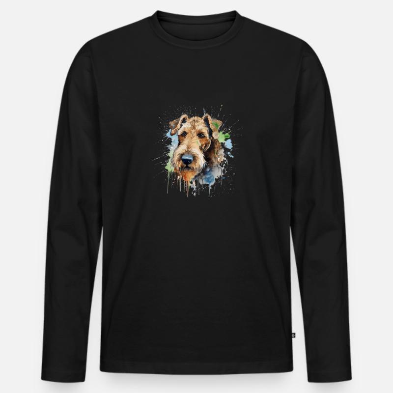 Airedale Terrier - Männer Premium Bio Langarmshirt - Schwarz