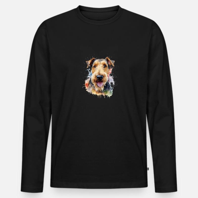 Airedale Terrier - Männer Premium Bio Langarmshirt - Schwarz