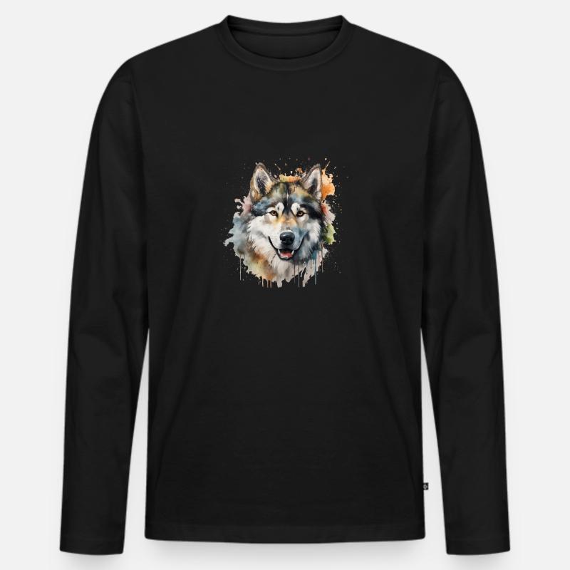 Alaskan Malamute - Männer Premium Bio Langarmshirt - Schwarz