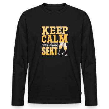 RESTEZ CALME et buvez Sekt - Mädelsabend Pegel - T-shirt manches longues Premium bio Homme - noir - Devant - Nico (187cm)