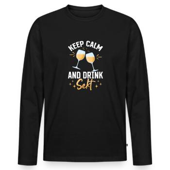 RESTEZ CALME et buvez Sekt - Mädelsabend Pegel - T-shirt manches longues Premium bio Homme - noir - Devant - Nico (187cm)