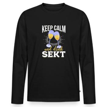 RESTEZ CALME et buvez Sekt - Mädelsabend Pegel - T-shirt manches longues Premium bio Homme - noir - Devant - Nico (187cm)