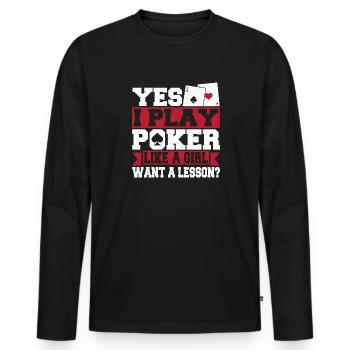 Aces Spades Bluffing Poker Yes I Play A Poker Like - Men's Premium Organic Long Sleeve Shirt - black - Front - Nico (187cm)