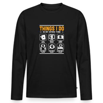 Poker Chips Aces Spades Things I Do In My Spare Ti - Männer Premium Bio Langarmshirt - Schwarz - Vorne - Nico (187cm)