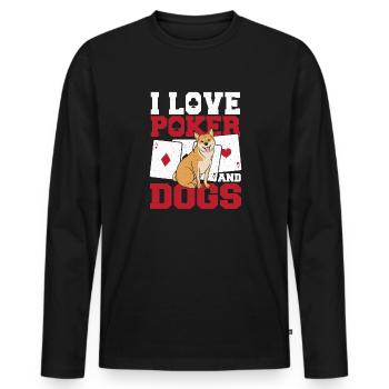 I Love Poker And Dogs Flop Cardgame Aces Spades - Men's Premium Organic Long Sleeve Shirt - black - Front - Nico (187cm)