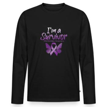 I Am A Fibromyalgia Awareness Survivor - Men's Premium Organic Long Sleeve Shirt - black - Front - Nico (187cm)