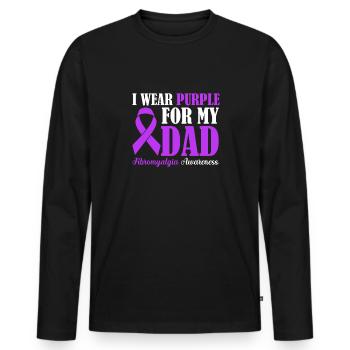 Fibromyalgia Awareness I Wear Purple For - Men's Premium Organic Long Sleeve Shirt - black - Front - Nico (187cm)