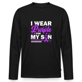 Fibromyalgia Awareness I wear purple for - Men's Premium Organic Long Sleeve Shirt - black - Front - Nico (187cm)