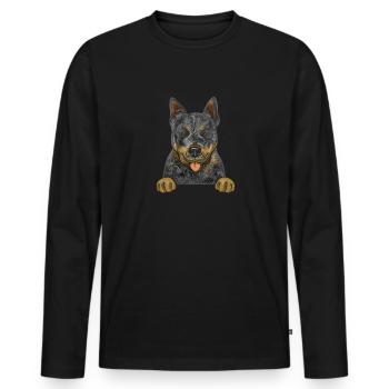 Australian Cattle Dog Red Blue Heeler - Men's Premium Organic Long Sleeve Shirt - black - Front - Nico (187cm)