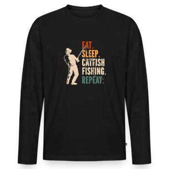 Pêche au poisson-chat Pêcheurs à la ligne - T-shirt manches longues Premium bio Homme - noir - Devant - Nico (187cm)