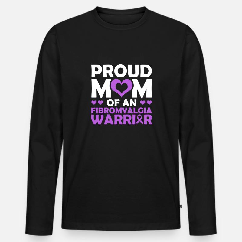 Stolze Mutter Eines Fibromyalgie-kriegers - Männer Premium Bio Langarmshirt - Schwarz