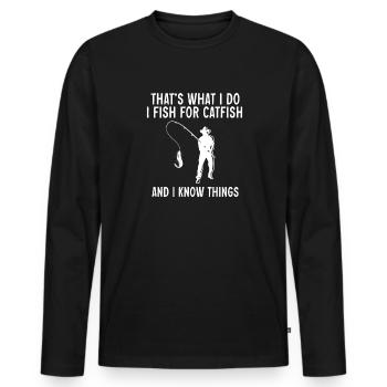 Pêche au poisson-chat Pêcheurs à la ligne - T-shirt manches longues Premium bio Homme - noir - Devant - Nico (187cm)