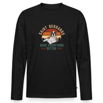 St. Bernard St. Bernard Dog Dog - Men's Premium Organic Long Sleeve Shirt - black - Front - Nico (187cm)