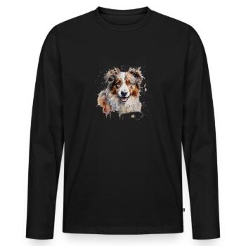 Australian Shepherd - Men's Premium Organic Long Sleeve Shirt - black - Front - Nico (187cm)