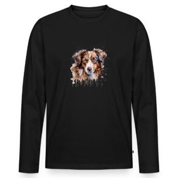 Australian Shepherd - Men's Premium Organic Long Sleeve Shirt - black - Front - Nico (187cm)