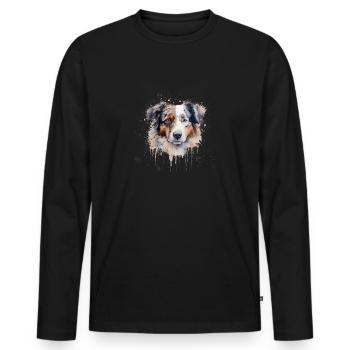 Australian Shepherd - Men's Premium Organic Long Sleeve Shirt - black - Front - Nico (187cm)
