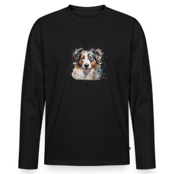 Australian Shepherd - Men's Premium Organic Long Sleeve Shirt - black - Front - Nico (187cm)
