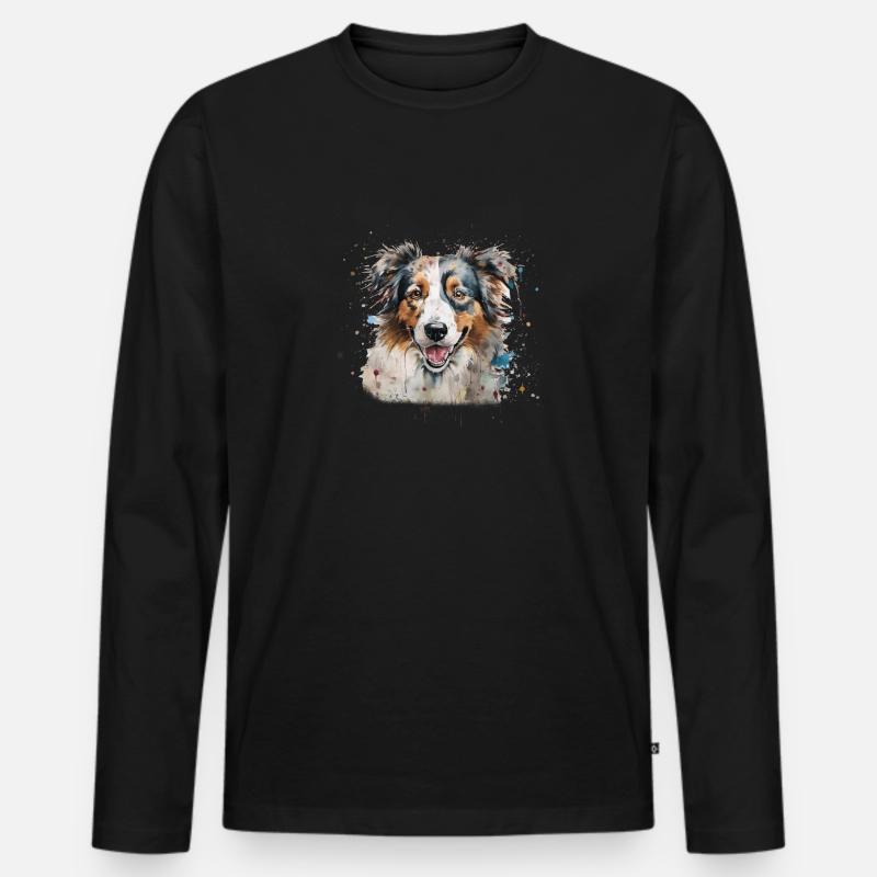 Australian Shepherd - Männer Premium Bio Langarmshirt - Schwarz