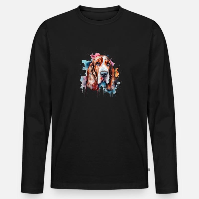 Basset Hound - Männer Premium Bio Langarmshirt - Schwarz