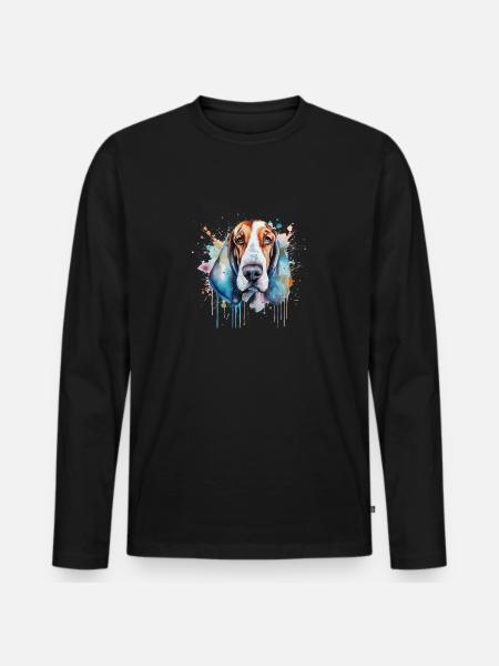 Basset Hound - T-shirt manches longues Premium bio Homme - noir