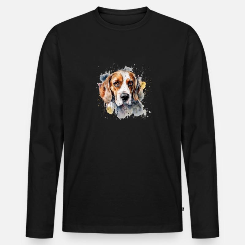 Beagle - Männer Premium Bio Langarmshirt - Schwarz