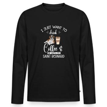 St. Bernard St. Bernard Dog Dog - Men's Premium Organic Long Sleeve Shirt - black - Front - Nico (187cm)