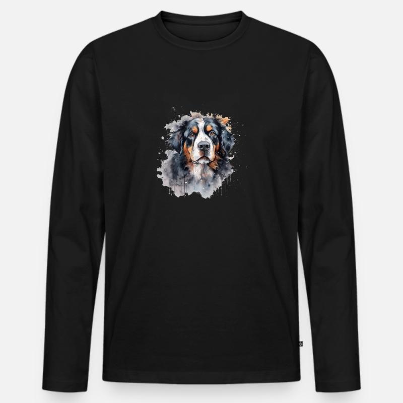 Bernese Mountain Dog - Männer Premium Bio Langarmshirt - Schwarz