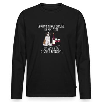 St. Bernard St. Bernard Dog Dog - Men's Premium Organic Long Sleeve Shirt - black - Front - Nico (187cm)