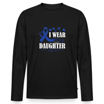 Ich Trage Blau Für Meinen Sohn - Bewusstsein Für - Männer Premium Bio Langarmshirt - Schwarz - Vorne - Nico (187cm)