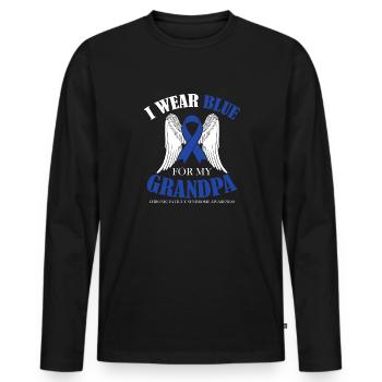 Ich Trage Blau Für Meinen Großvater - Bewusstsein - Männer Premium Bio Langarmshirt - Schwarz - Vorne - Nico (187cm)
