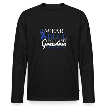 Ich Trage Blau Für Meinen Großvater - Bewusstsein - Männer Premium Bio Langarmshirt - Schwarz - Vorne - Nico (187cm)