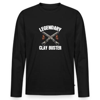 Trapschießen Skeet Tontaubenschießen - Männer Premium Bio Langarmshirt - Schwarz - Vorne - Nico (187cm)