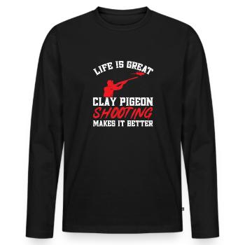 Trapschießen Skeet Tontaubenschießen - Männer Premium Bio Langarmshirt - Schwarz - Vorne - Nico (187cm)