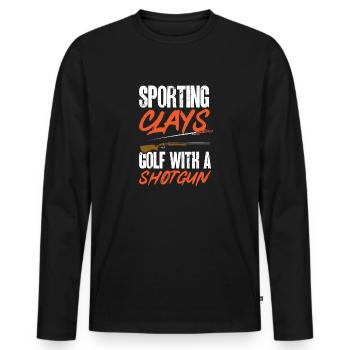 Trapschießen Skeet Tontaubenschießen - Männer Premium Bio Langarmshirt - Schwarz - Vorne - Nico (187cm)