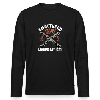 Tir au piège Tir au pigeon en argile Skeet - T-shirt manches longues Premium bio Homme - noir - Devant - Nico (187cm)