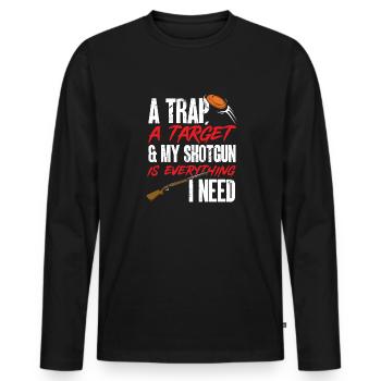 Trapschießen Skeet Tontaubenschießen - Männer Premium Bio Langarmshirt - Schwarz - Vorne - Nico (187cm)