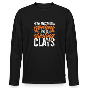 Trapschießen Skeet Tontaubenschießen - Männer Premium Bio Langarmshirt - Schwarz - Vorne - Nico (187cm)