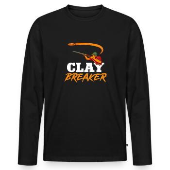 Shooting Skeet Clay Pigeon Shooting - Men's Premium Organic Long Sleeve Shirt - black - Front - Nico (187cm)