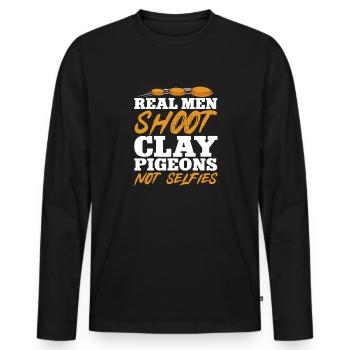 Trapschießen Skeet Tontaubenschießen - Männer Premium Bio Langarmshirt - Schwarz - Vorne - Nico (187cm)