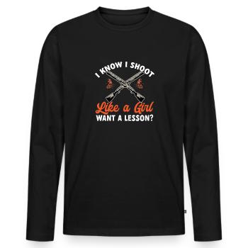 Tir au piège Tir au pigeon en argile Skeet - T-shirt manches longues Premium bio Homme - noir - Devant - Nico (187cm)