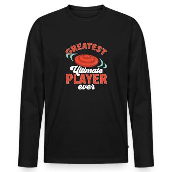 Disque de lancer de frisbee ultime - T-shirt manches longues Premium bio Homme - noir - Devant - Nico (187cm)