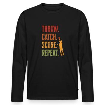 Disque de lancer de frisbee ultime - T-shirt manches longues Premium bio Homme - noir - Devant - Nico (187cm)