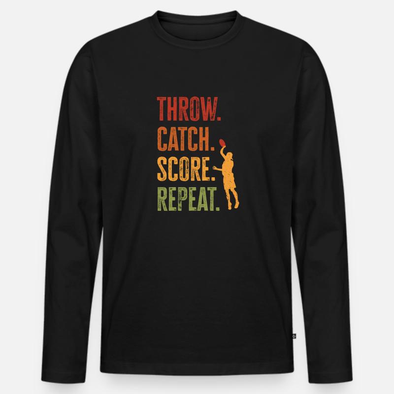 Ultimate Frisbee Wurfscheibe - Männer Premium Bio Langarmshirt - Schwarz