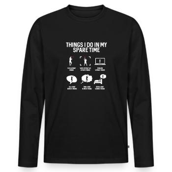 Disque de lancer de frisbee ultime - T-shirt manches longues Premium bio Homme - noir - Devant - Nico (187cm)