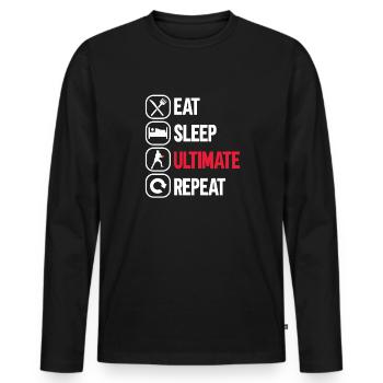 Disque de lancer de frisbee ultime - T-shirt manches longues Premium bio Homme - noir - Devant - Nico (187cm)