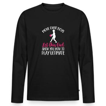 Disque de lancer de frisbee ultime - T-shirt manches longues Premium bio Homme - noir - Devant - Nico (187cm)