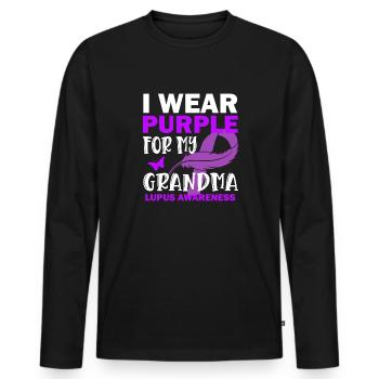I wear purple for my grandma Lupus Awareness - Men's Premium Organic Long Sleeve Shirt - black - Front - Nico (187cm)