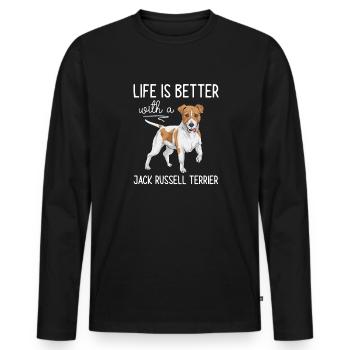 Jack Russell Terrier - T-shirt manches longues Premium bio Homme - noir - Devant - Nico (187cm)