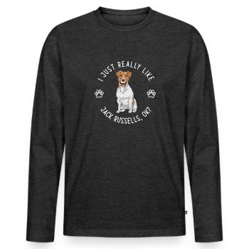 Jack Russell Terrier - T-shirt manches longues Premium bio Homme - anthracite chiné - Devant - Nico (187cm)